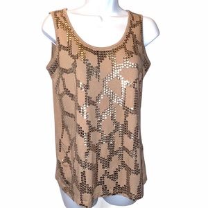 Dana Buchman front sequin detailed tunic top XS.